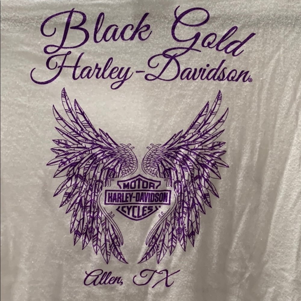 Harley Davidson Fitted White and Purple Short Sleeve TeeWomens M - Picture 3 of 3